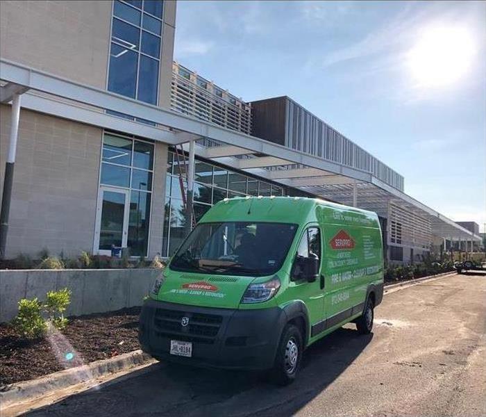 Our SERVPRO van in front of commercial building 