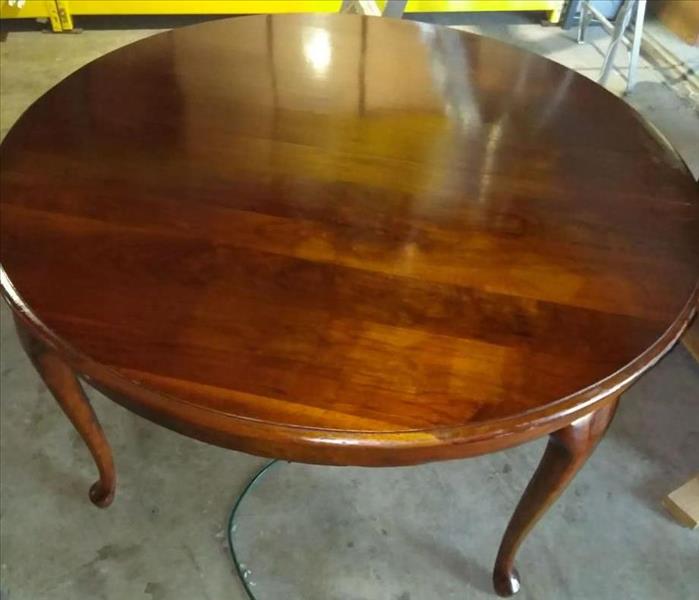 Wood Table Restored After Fire