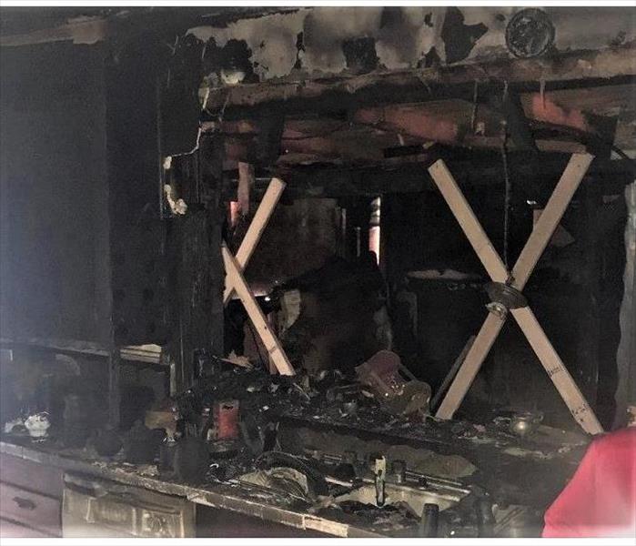 Extremely burned kitchen area and countertop