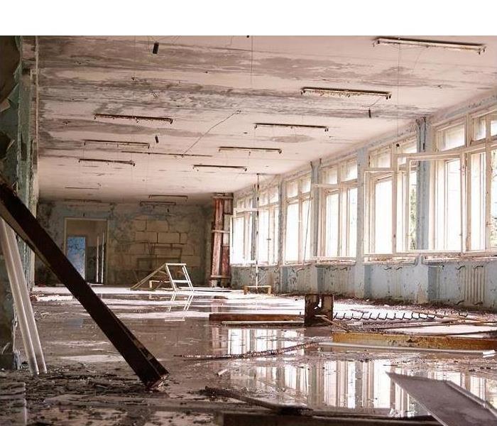 Business with busted pipes and water damage